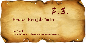Prusz Benjámin névjegykártya